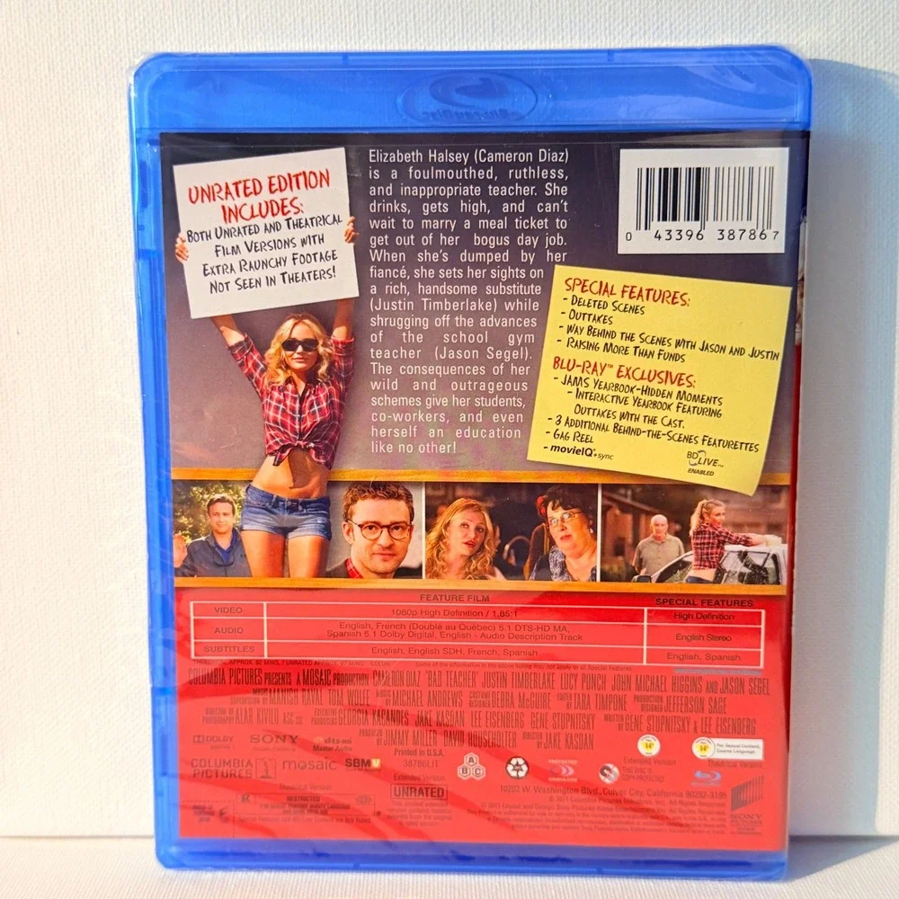 NEW Bad Teacher Blu-ray Unrated Edition Cameron Diaz Justin Timberlake Sealed